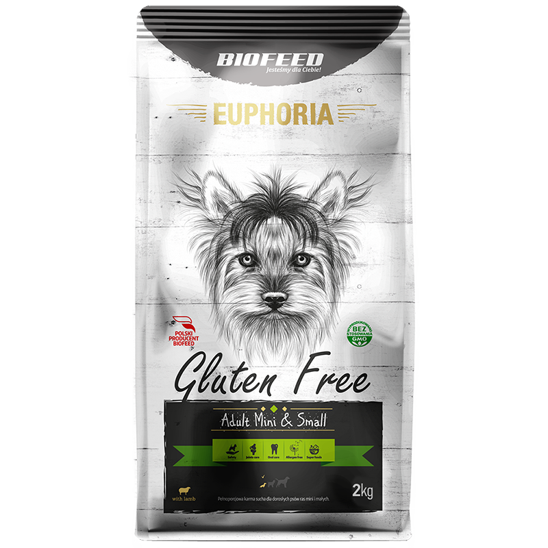 EUPHORIA Glutenfrei Mini & Small für kleine & kleine Hunde mit Lamm 2kg - BIOFEED