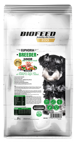 EUPHORIA BREEDER JUNIOR Small & Medium für Welpen kleiner und mittlerer Rassen mit Lamm 2kg - BIOFEED