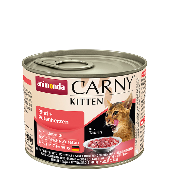 Carny Kitten Dose mit Rinder- und Putenherzen 200g - ANIMONDA