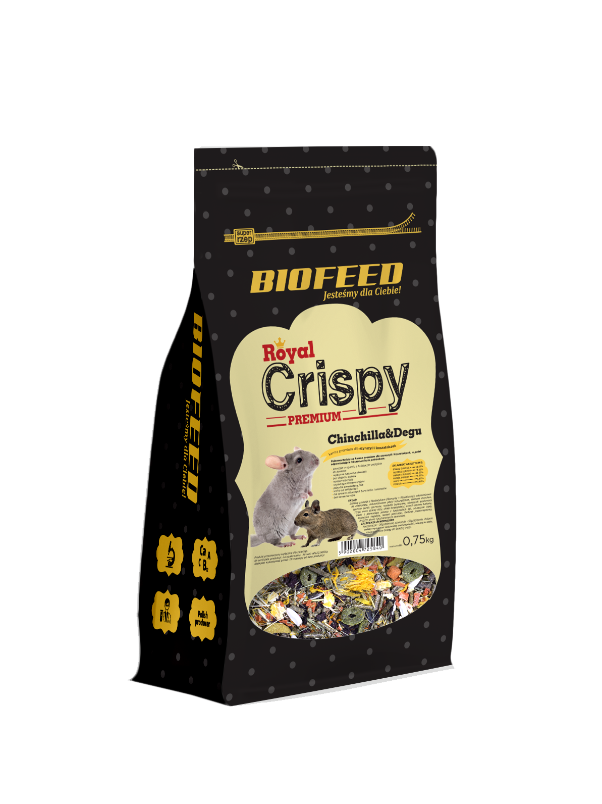 Royal Crispy Premium Chinchilla & Degu 750g - für Chinchillas und Degus - BIOFEED