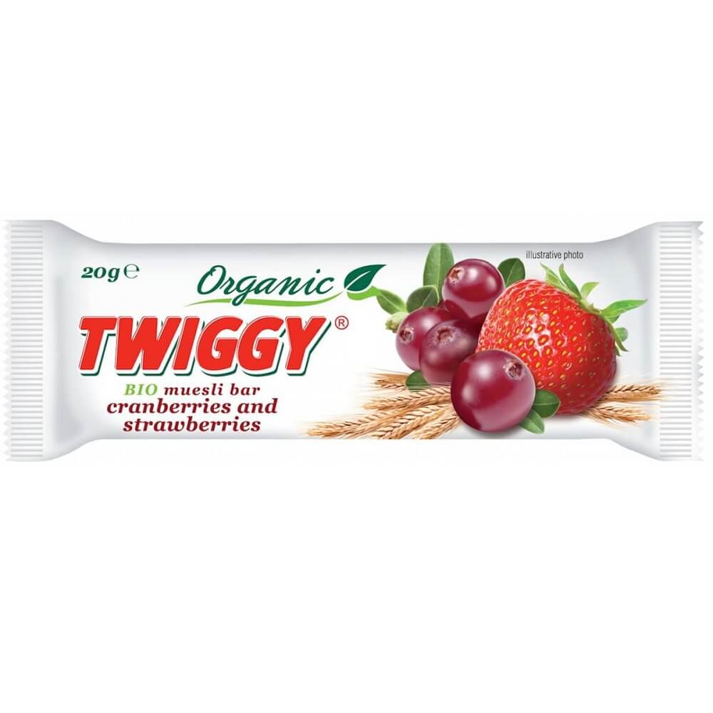 Müsli tyčinka s brusinkami a jahodami BIO 20 g - TWIGGY