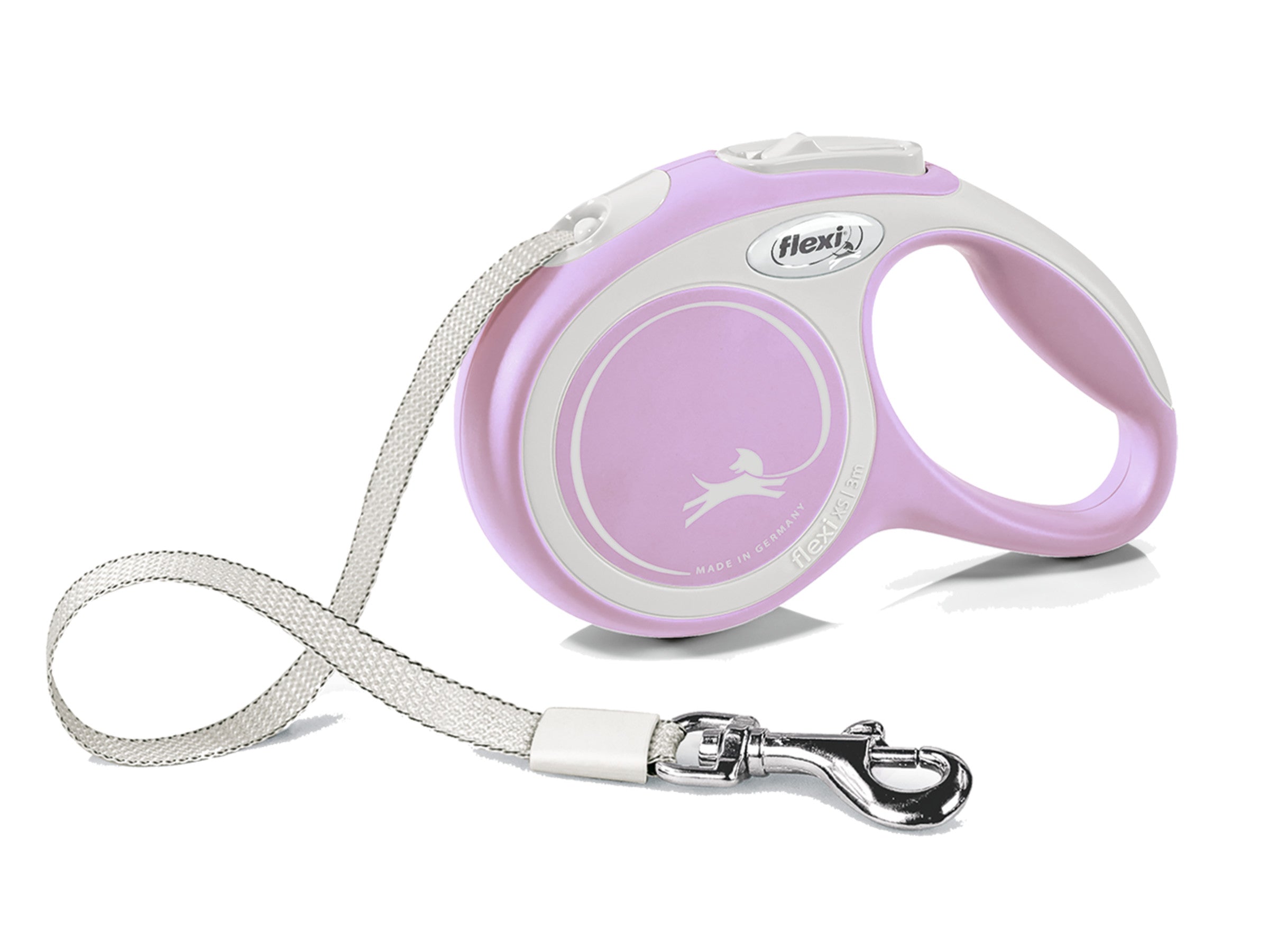 NEW COMFORT Rollleine für Hunde, 5m Band, Größe S bis 15kg, rosa - FLEXI