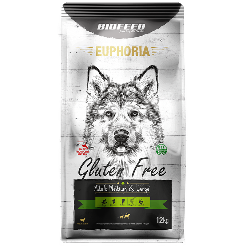 EUPHORIA Glutenfreie mittelgroße und große Hunde mit Lamm 12kg - BIOFEED