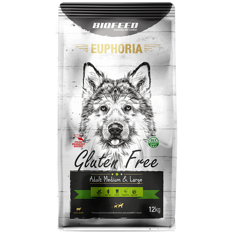 EUPHORIA Glutenfreie mittelgroße und große Hunde mit Lamm 12kg - BIOFEED