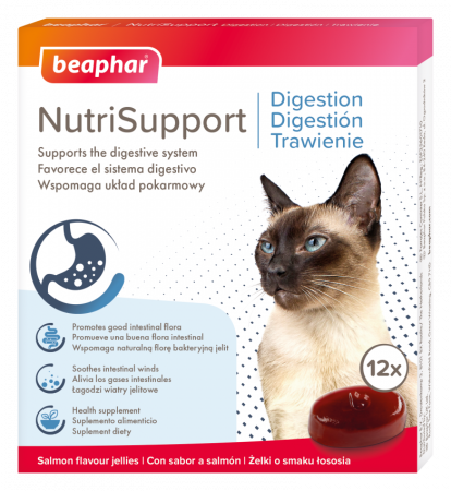 NUTRISUPPORT DIGESTION 12 Stk - Fruchtgummis zur Unterstützung der Verdauung für Katzen - BEAPHAR