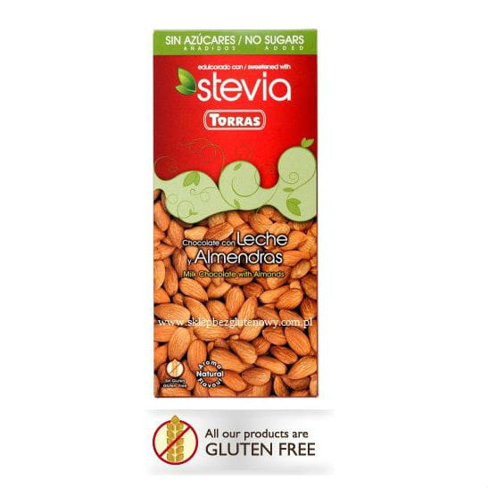 Mléčná čokoláda s mandlemi a stevií 125g TORRAS