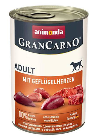 GranCarno Original Adult Schweinefleisch mit Geflügelherzen 400g - ANIMONDA