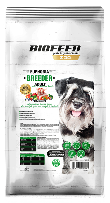 EUPHORIA BREEDER ADULT Small & Medium für ausgewachsene Hunde kleiner und mittlerer Rassen mit Lamm 2kg - BIOFEED