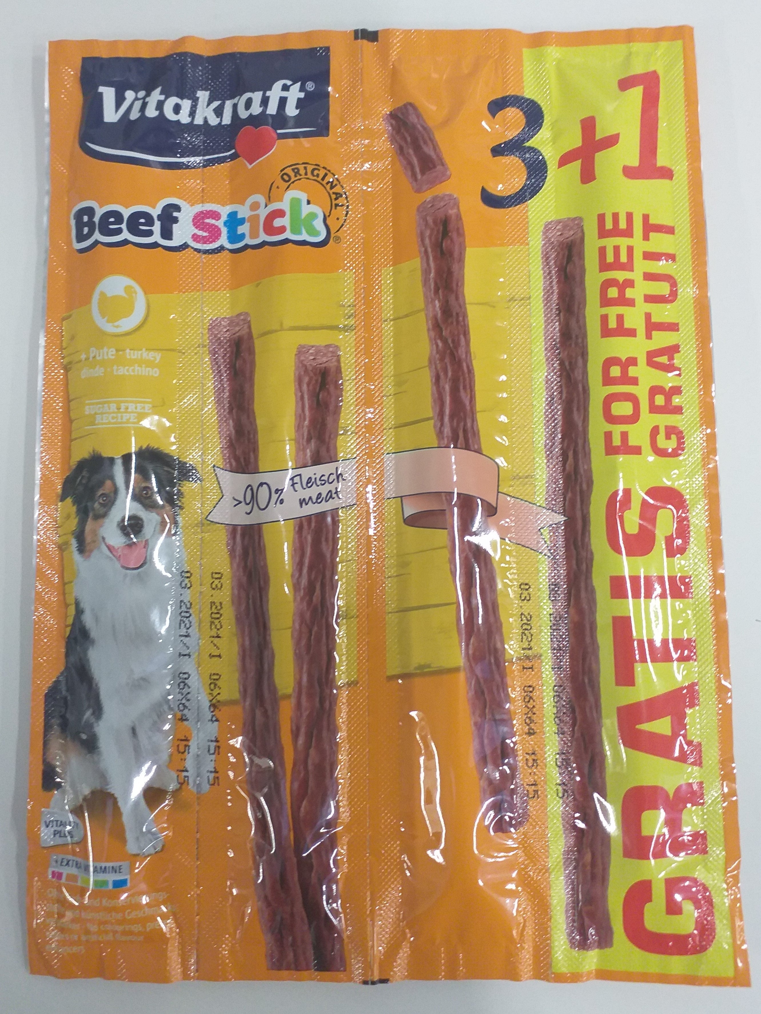 BEEF STICK Truthahn 3 Stk. + 1 Stk. gratis Leckerli für einen Hund - VITAKRAFT