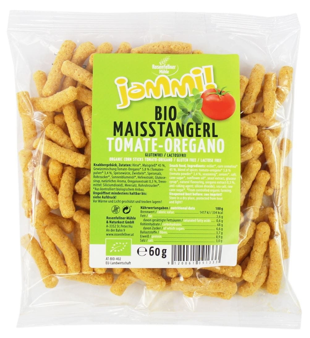 Bánh ngô vị cà chua và oregano không chứa gluten hữu cơ 60g - ROSENFELLNER