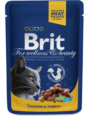 POUCHES CHICKEN & TURKEY Beutel für Katzen mit Huhn und Pute 100g - BRIT