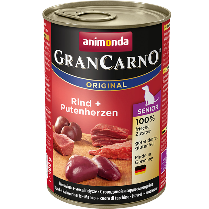 GranCarno Original Senior Rinder-Putenherzen in Dose 400 g - ANIMONDA