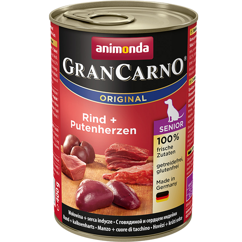 GranCarno Original Senior Rinder-Putenherzen in Dose 400 g - ANIMONDA