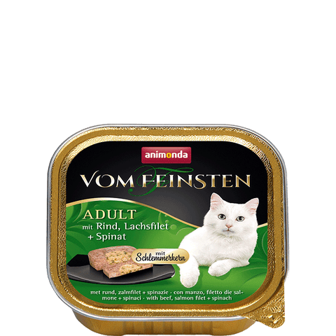 Vom Feinsten Gourmet Center Gericht mit Rind, Lachsfilet und Spinat 100g - ANIMONDA