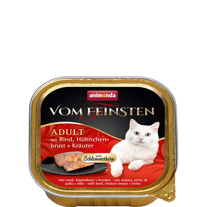 Vom Feinsten Gourmet Center Gericht mit Rind, Hähnchenbrust und Kräutern 100g - ANIMONDA