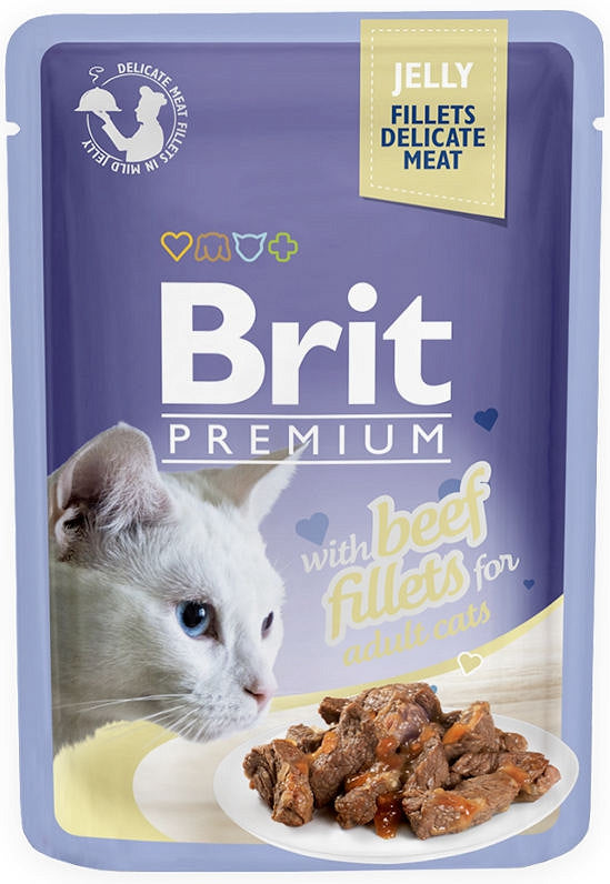 POUCH JELLY FILLETS RINDERBEUTEL für Katzen mit Rind in Gelee 85g - BRIT