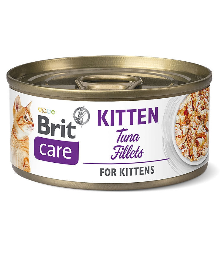 CARE CAT KITTEN TUNA FILLETS Dose für Kätzchen mit Thunfisch 70g - BRIT