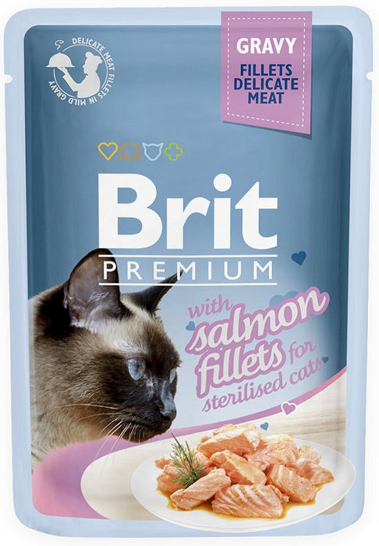 POUCH SOßE STERILISIERTE LACHSFILETS Beutel für sterilisierte Katzen mit Lachs in Soße 85g - BRIT