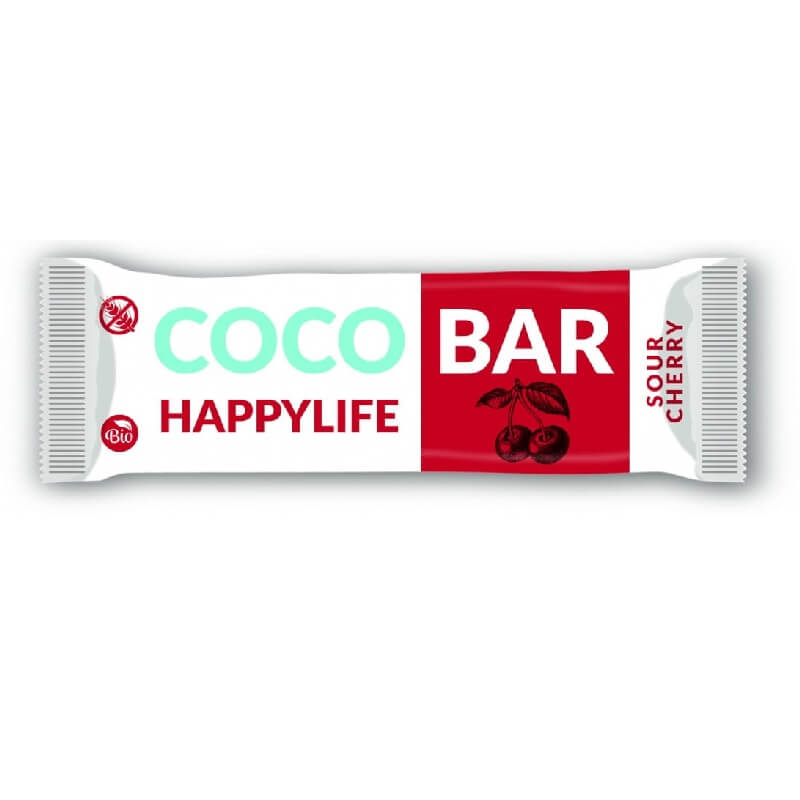 Gluten-free cherry-coconut bar ORGANIC 40 g HAPPYLIFE
