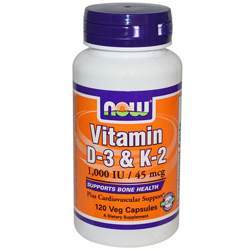 Vitamine D - 3 + K - 2 (1000 UI / 45 mcg) 120 Capsules de NOW FOODS