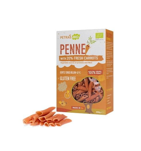 Pasta Penne dengan lentil merah dengan lobak merah bebas gluten mentah BIO 200 g PETRAS BIO