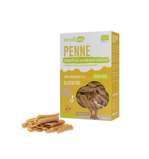 Kikerterpenne med gylden lin glutenfri rå ØKO 250 g PETRAS BIO