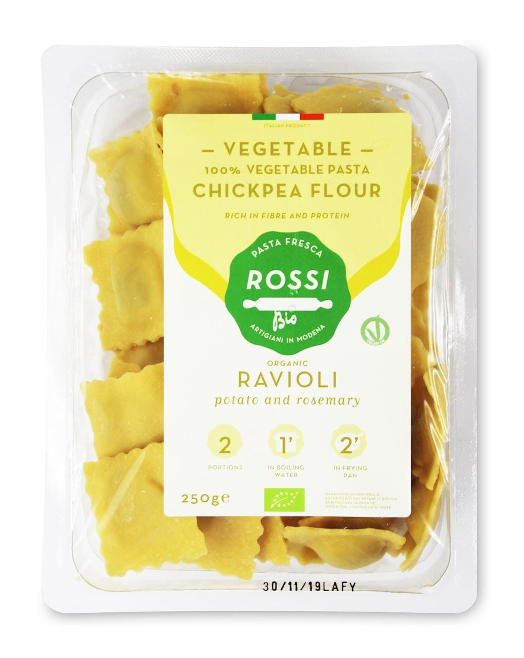 Cizrnové ravioly s bramborami a rozmarýnem BIO 250 g - FRESCA ROSSI PASTA