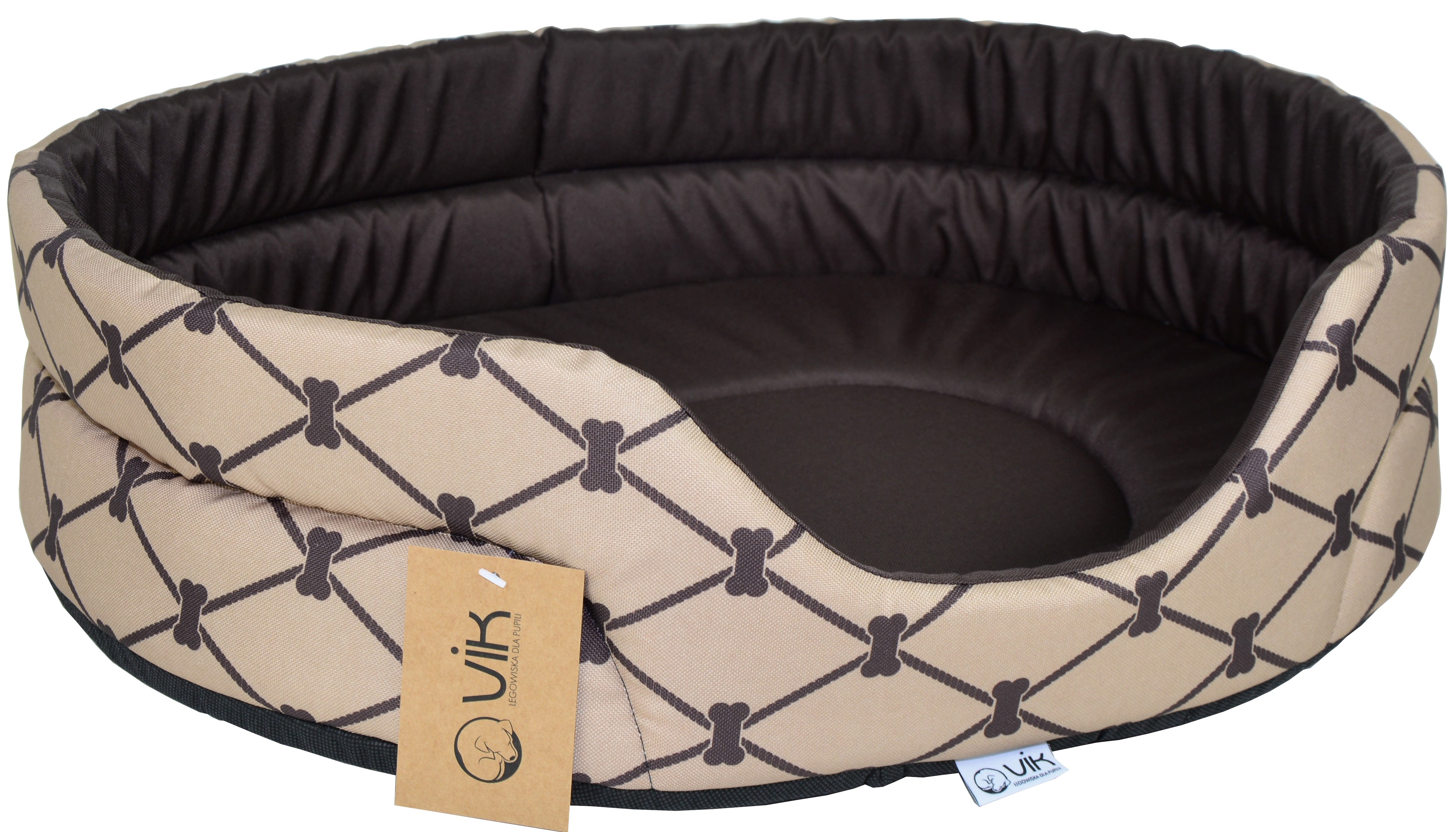 Ovales Bett Nr. 1 40x30x13 Braune Diamanten und Knochen [1311] - VIK