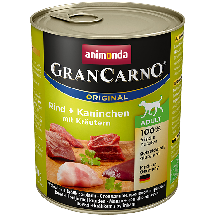 GranCarno Original Adult Rinderkaninchenkräuter in Dosen 800g - ANIMONDA