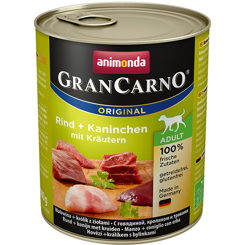 GranCarno Original Adult Rinderkaninchenkräuter in Dosen 800g - ANIMONDA