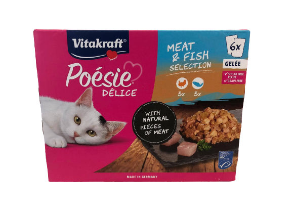 POESIE DELICE GELEE MULTIPAK mit Fleisch und Fisch für Katzen 6x85g - VITAKRAFT