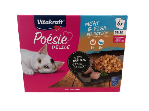 POESIE DELICE GELEE MULTIPAK mit Fleisch und Fisch für Katzen 6x85g - VITAKRAFT