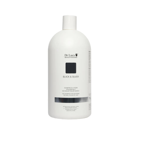 Shampoo für Hunde mit schwarzem, blauem, graphitfarbenem und silbernem Fell [SILVER AND BLACK] 1 l - DR LUCY