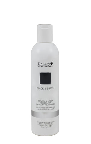 Shampoo für Hunde mit schwarzem, blauem, graphitfarbenem und silbernem Fell [SILVER AND BLACK] 250 ml - DR LUCY