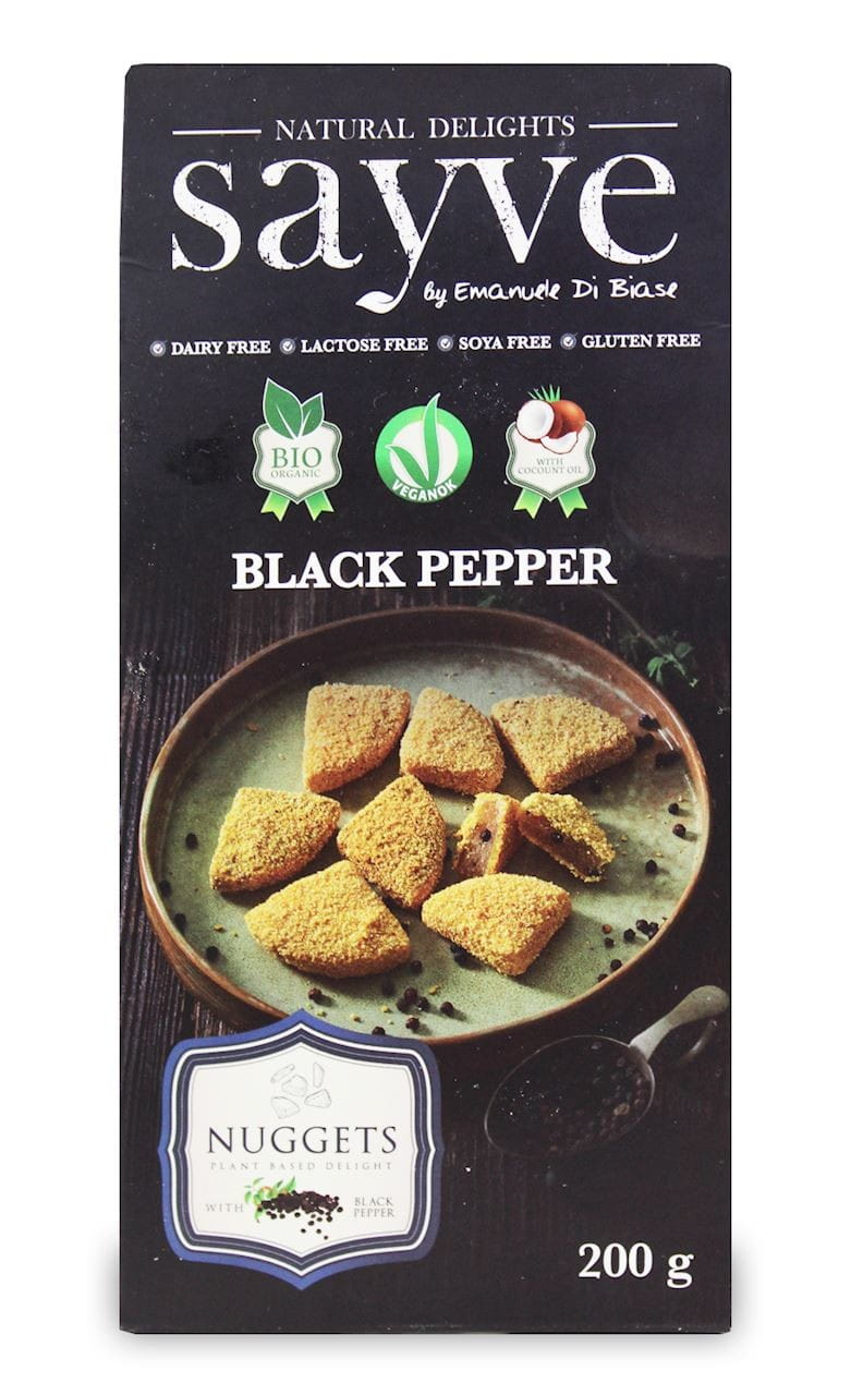 Veganska nuggets av kikärter och svartpeppar utan laktos, glutenfri ekologisk 200 g - SAYVE