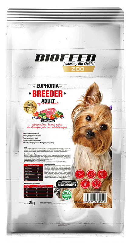 EUPHORIA BREEDER ADULT Mini für ausgewachsene Hunde von Miniaturrassen mit Rindfleisch 2kg - BIOFEED