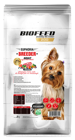 EUPHORIA BREEDER ADULT Mini für ausgewachsene Hunde von Miniaturrassen mit Rindfleisch 2kg - BIOFEED