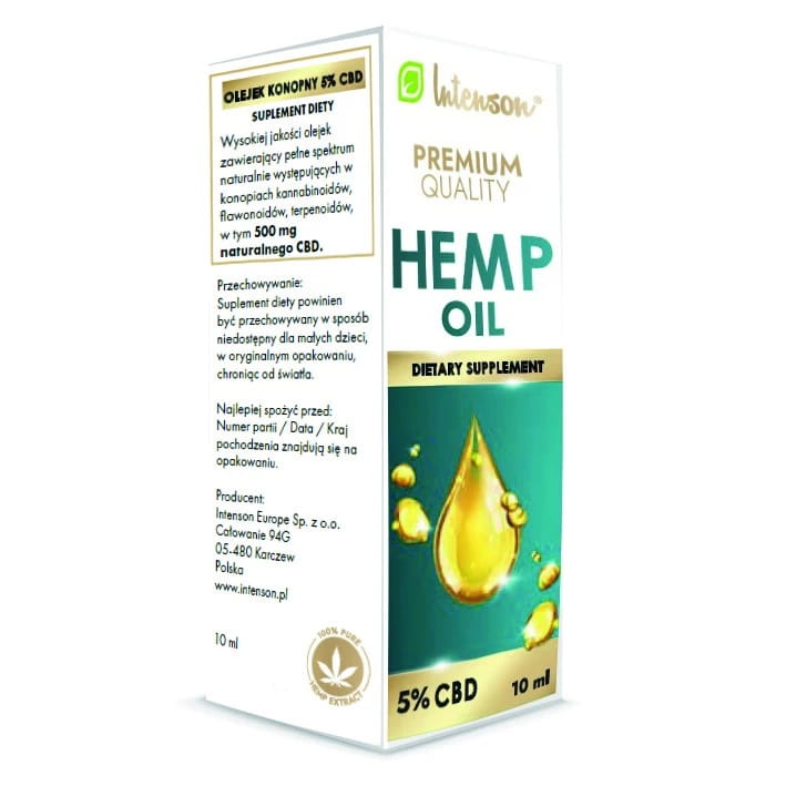 Konopný olej 500mg 5% CBD 10ml INTENSON