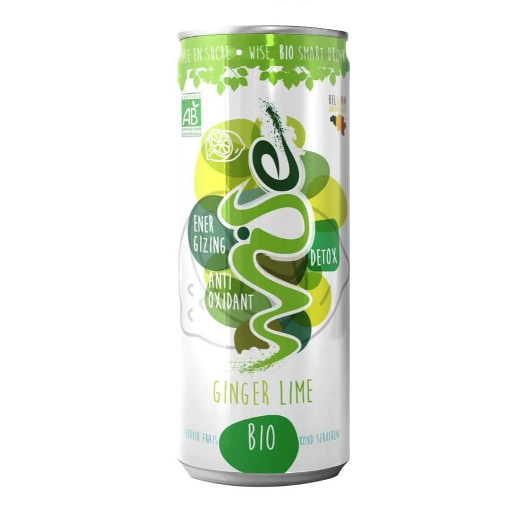 Energidrikk med kullsyre, ingefær-lime-smak ØKO 250 ml - WISE