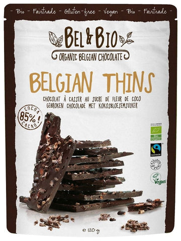 Zartbitterschokoladenstücke 85% mit geschroteten Kakaobohnen fair gehandelt glutenfrei BIO 120 g - BEL & bio