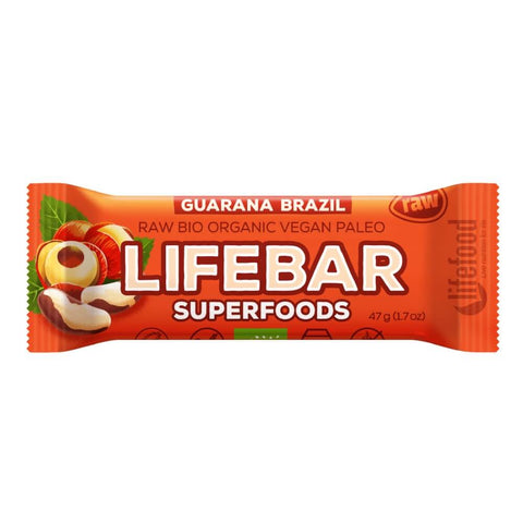 Riegel mit Paranüssen und Guarana roh glutenfrei BIO 47 g - LIFEFOOD