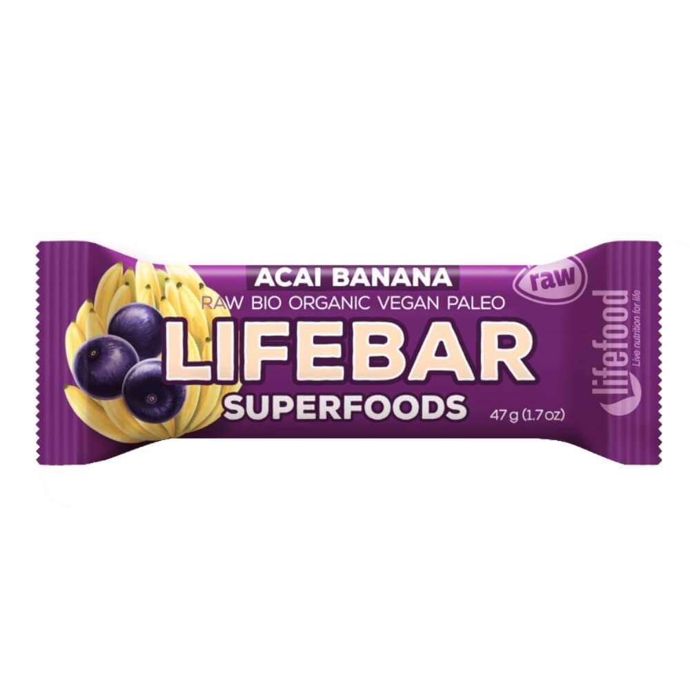 Roher Acai- und Bananenriegel roh glutenfrei BIO 47 g - LIFEFOOD