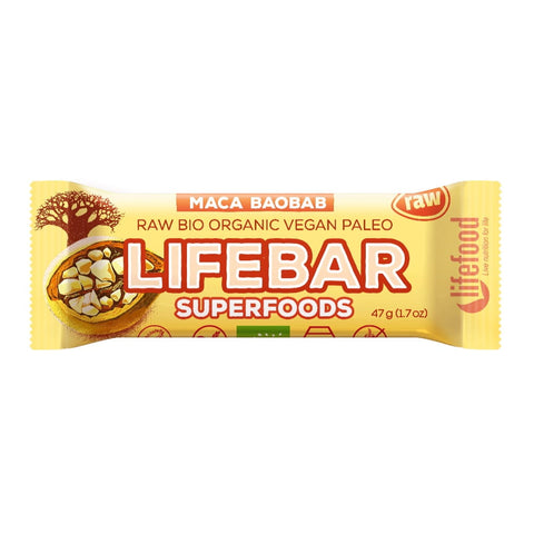 Riegel mit Cranberry Maca und Baobab roh glutenfrei BIO 47 g - LIFEFOOD