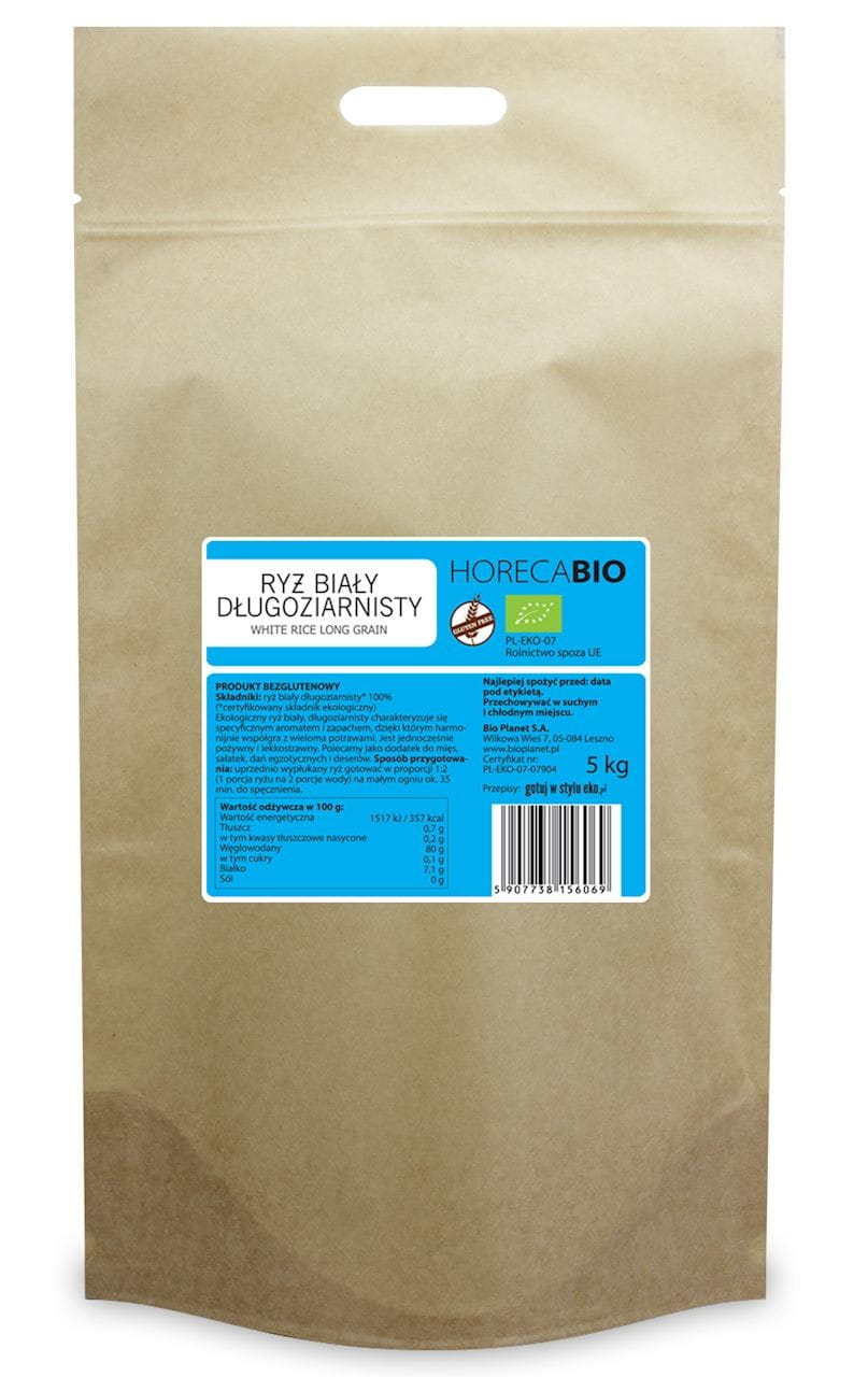 Glutenfri vit långkornsris BIO 5 kg - HORECA