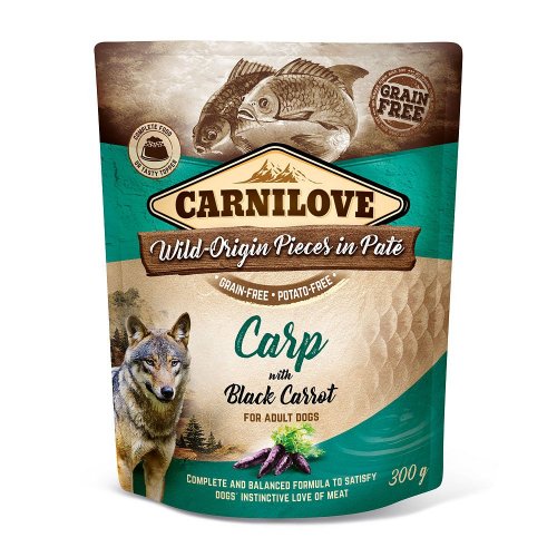 DOG POUCH ADULT CARP MIT SCHWARZER KAROTTE GRAIN-FREE 300g - CARNILOVE