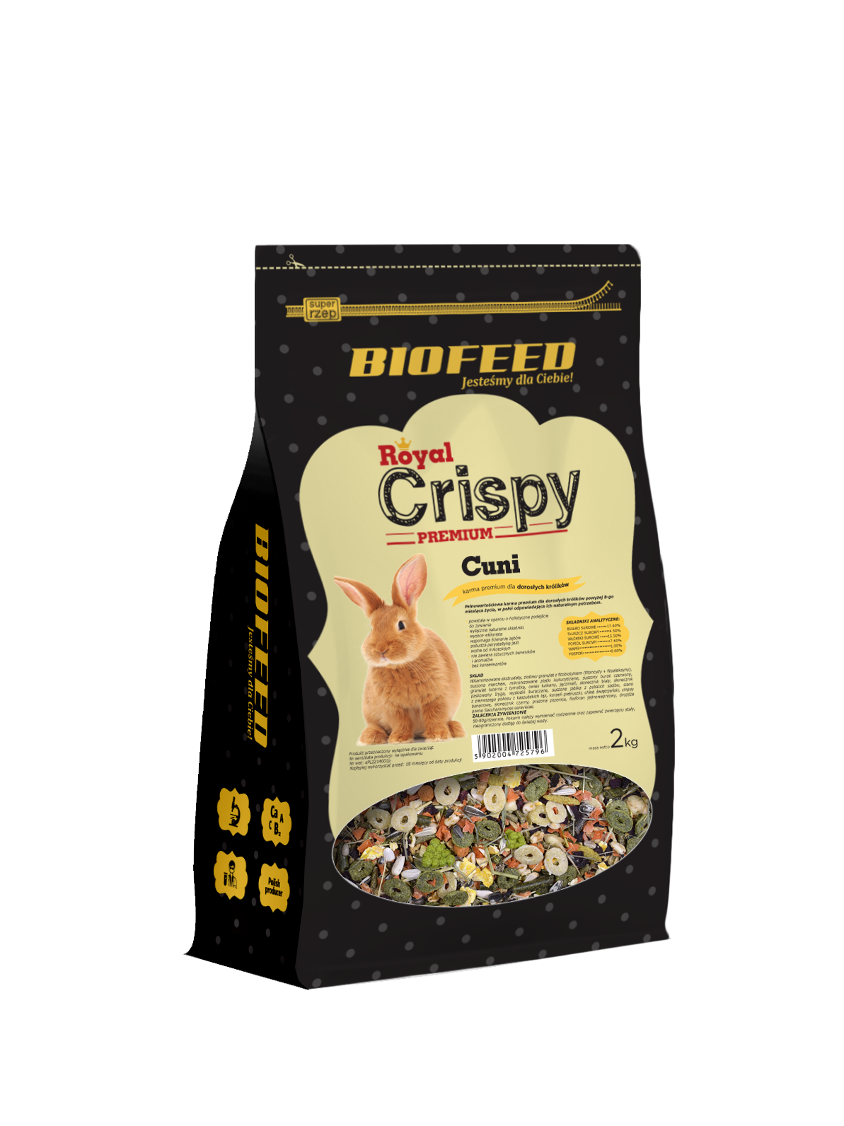 Royal Crispy Premium Cuni 2kg - für Kaninchen - BIOFEED