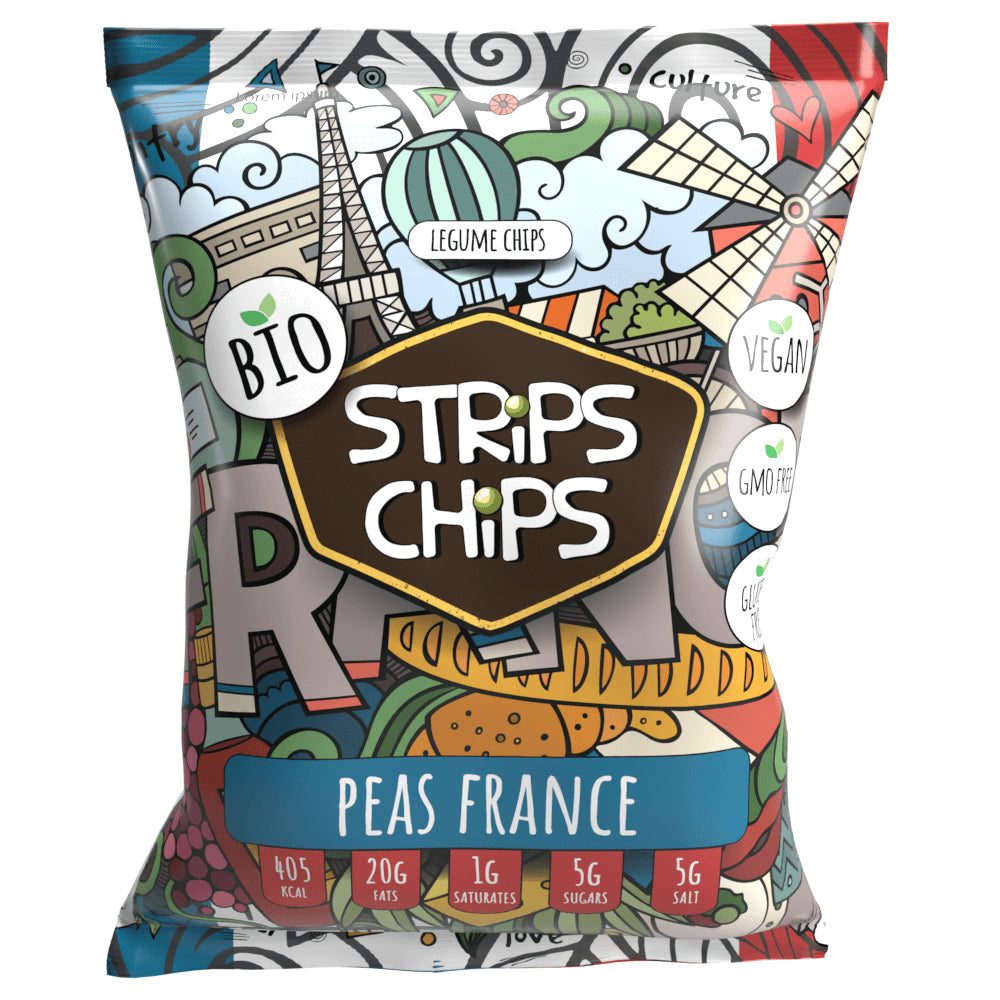Gröna ärtor Snack Frankrike glutenfri EKO 90 g - STREIFEN CHIPS