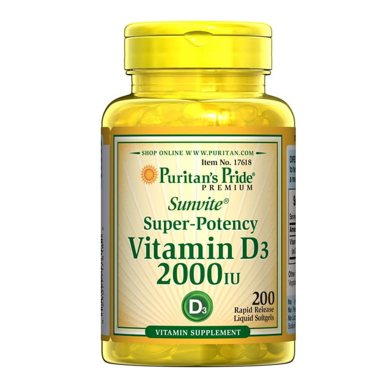 Vitamina D3 2000 ui D - 3.200 Cápsulas PURITAN'S PRIDE