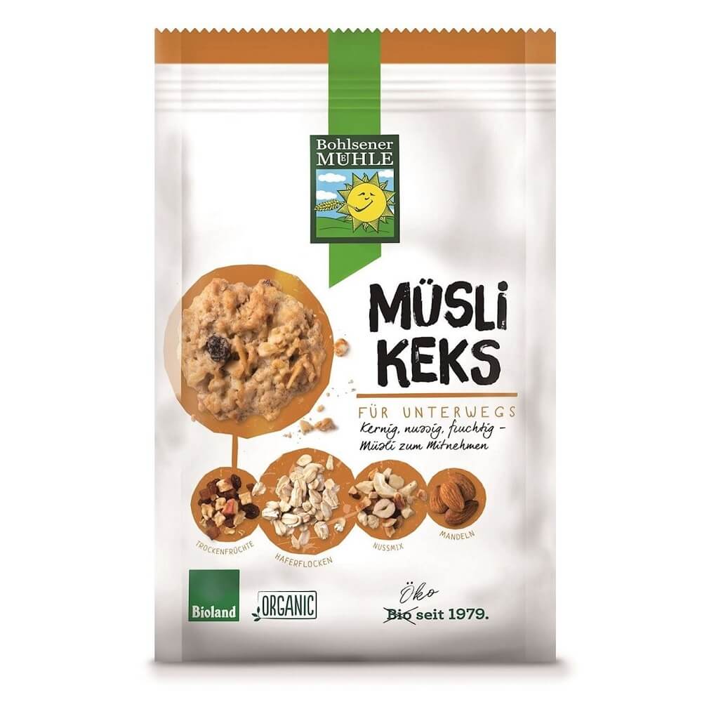 Biscuits muesli d'avoine aux noix et fruits BIO 150 g - BOHLSENER MÜHLE