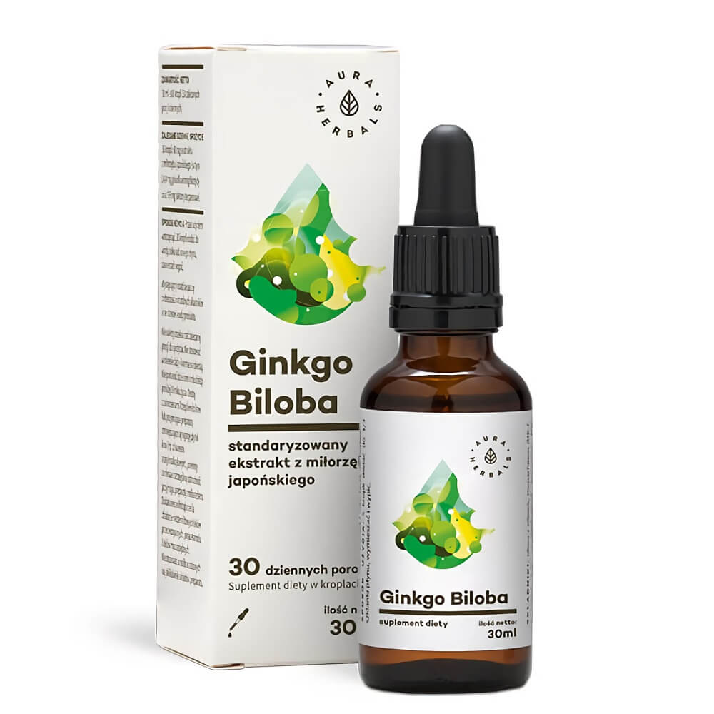 Extrato Padronizado de Ginkgo Biloba Japonês 50:1 60mg Gotas 30ml AURA HERBALS